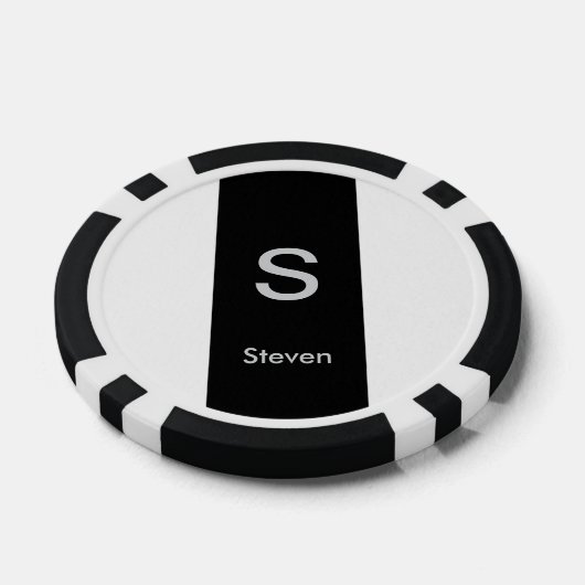 Monogram Two Tone Modern Black and White Pokerchips (Einzeln)