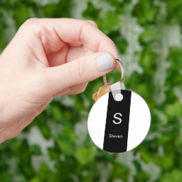 Monogram Two Tone Modern Black and White Schlüsselanhänger