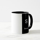 Monogram Two Tone Modern Black and White Tasse (VorderseiteRechts)