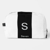 Monogram Two Tone Modern Black and White Waschbeutel (Vorderseite)