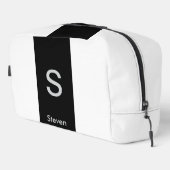 Monogram Two Tone Modern Black and White Waschbeutel (Rechte Ecke)