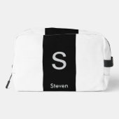 Monogram Two Tone Modern Black and White Waschbeutel (Rückseite)