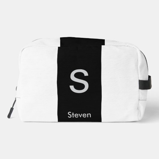 Monogram Two Tone Modern Black and White Waschbeutel (Rückseite)