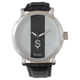 Monogram Two Tone Moderne Schwarz und Grau Armbanduhr