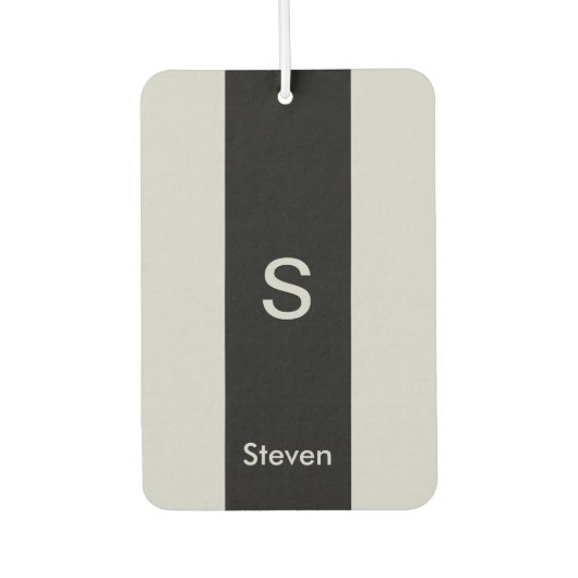 Monogram Two Tone Moderne Schwarz und Grau Autolufterfrischer (Vorderseite)