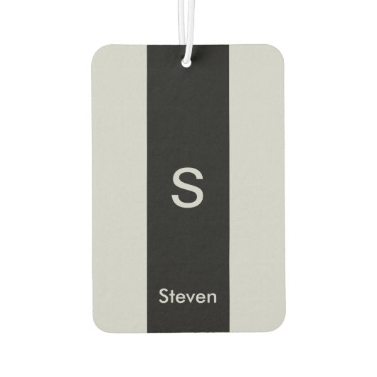 Monogram Two Tone Moderne Schwarz und Grau Autolufterfrischer (Rückseite)