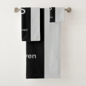 Monogram Two Tone Moderne Schwarz und Grau Badhandtuch Set (Insitu)