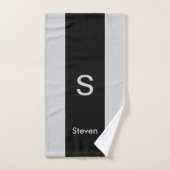 Monogram Two Tone Moderne Schwarz und Grau Badhandtuch Set (Handtuch)