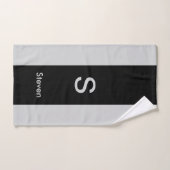 Monogram Two Tone Moderne Schwarz und Grau Badhandtuch Set (Handtuch)