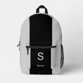 Monogram Two Tone Moderne Schwarz und Grau Bedruckter Rucksack