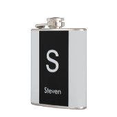 Monogram Two Tone Moderne Schwarz und Grau Flachmann (Links)