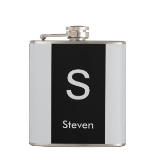 Monogram Two Tone Moderne Schwarz und Grau Flachmann