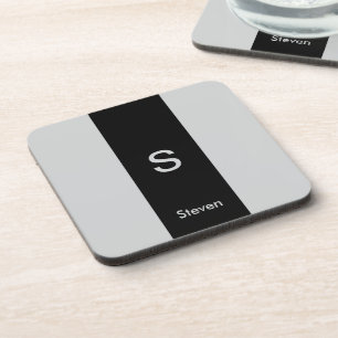 Monogram Two Tone Moderne Schwarz und Grau Getränkeuntersetzer