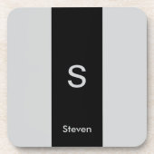 Monogram Two Tone Moderne Schwarz und Grau Getränkeuntersetzer (Vorderseite)