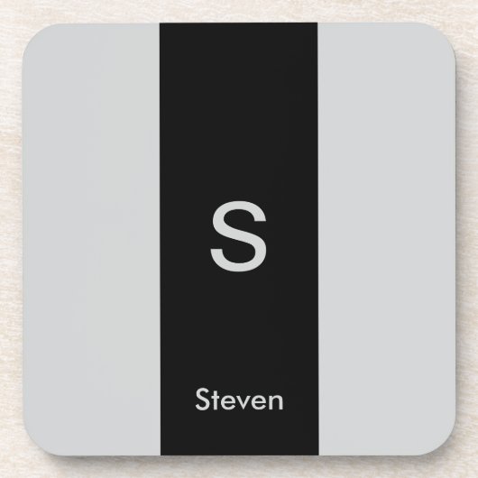 Monogram Two Tone Moderne Schwarz und Grau Getränkeuntersetzer (Vorderseite)