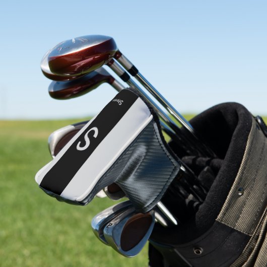 Monogram Two Tone Moderne Schwarz und Grau Golf Headcover (In Situ)