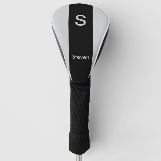 Monogram Two Tone Moderne Schwarz und Grau Golf Headcover (Vorderseite)