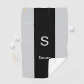 Monogram Two Tone Moderne Schwarz und Grau Golfhandtuch (Insitu)