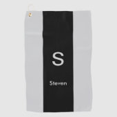 Monogram Two Tone Moderne Schwarz und Grau Golfhandtuch (Vorderseite)