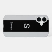Monogram Two Tone Moderne Schwarz und Grau iPhone 16 Hülle (Rückseite (Horizontal))