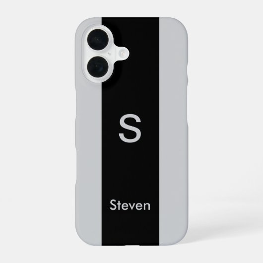 Monogram Two Tone Moderne Schwarz und Grau iPhone 16 Hülle (Rückseite)