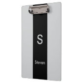Monogram Two Tone Moderne Schwarz und Grau Klemmbrett (Links)
