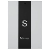 Monogram Two Tone Moderne Schwarz und Grau Klemmbrett (Rückseite)