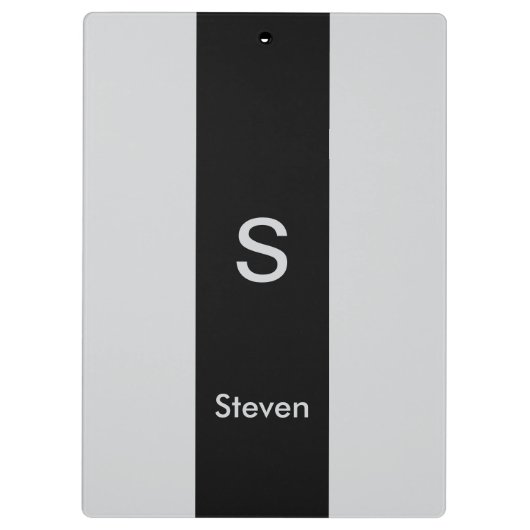 Monogram Two Tone Moderne Schwarz und Grau Klemmbrett (Rückseite)