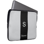 Monogram Two Tone Moderne Schwarz und Grau Laptopschutzhülle (Vorne Rechts)
