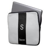 Monogram Two Tone Moderne Schwarz und Grau Laptopschutzhülle (Vorderseite Links)