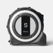 Monogram Two Tone Moderne Schwarz und Grau Maßband (Vorderseite)