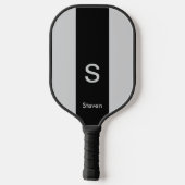 Monogram Two Tone Moderne Schwarz und Grau Pickleball Schläger (Rückseite)