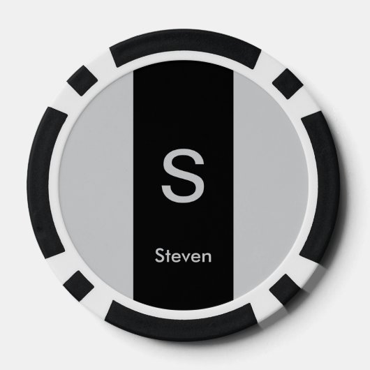 Monogram Two Tone Moderne Schwarz und Grau Pokerchips (Rückseite)