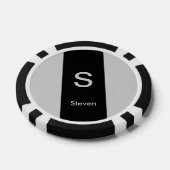 Monogram Two Tone Moderne Schwarz und Grau Pokerchips (Einzeln)