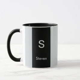 Monogram Two Tone Moderne Schwarz und Grau Tasse