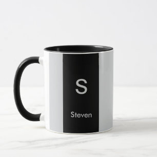 Monogram Two Tone Moderne Schwarz und Grau Tasse