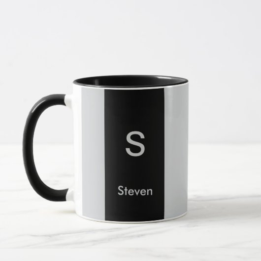 Monogram Two Tone Moderne Schwarz und Grau Tasse (Links)
