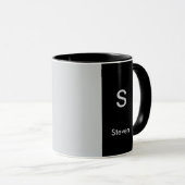 Monogram Two Tone Moderne Schwarz und Grau Tasse (VorderseiteRechts)