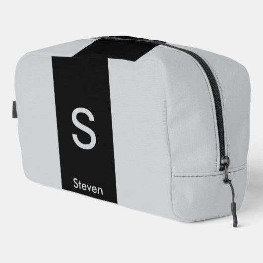 Monogram Two Tone Moderne Schwarz und Grau Waschbeutel (Rechte Ecke)