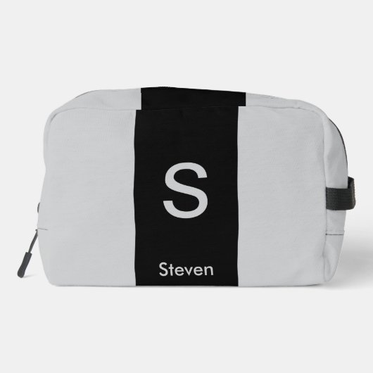 Monogram Two Tone Moderne Schwarz und Grau Waschbeutel (Rückseite)
