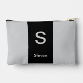 Monogram Two Tone Moderne Schwarz und Grau Zubehörtasche (Rückseite)