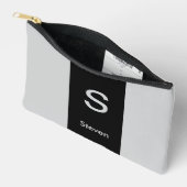 Monogram Two Tone Moderne Schwarz und Grau Zubehörtasche (Offen)