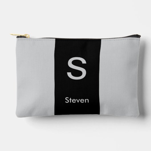 Monogram Two Tone Moderne Schwarz und Grau Zubehörtasche (Vorderseite)