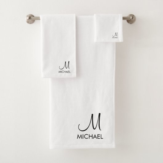 Monogram Typografie Schwarz-weiß Custom Initial Badhandtuch Set (Insitu)
