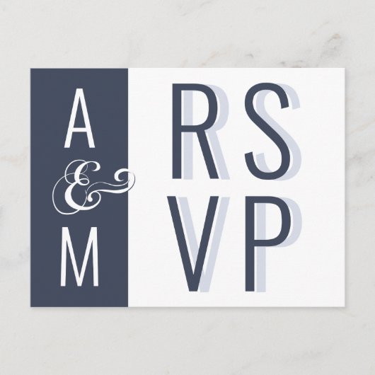 Monogram Typografy Minimalistisch Wedding RSVP Postkarte (Vorderseite)