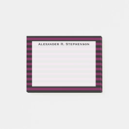 Monogram Tyrian Lila und Black Strip Post-it Klebezettel