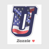 Monogram U American Flag Letter U Initial USA Aufkleber (Blatt)
