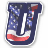 Monogram U American Flag Letter U Initial USA Aufkleber (Vorderseite)