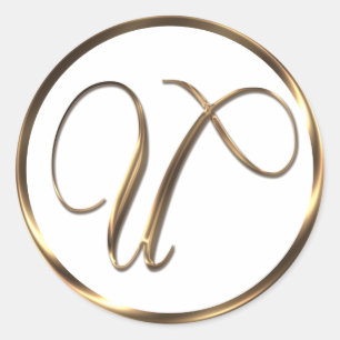 Monogram U Imitate Bronze Runder Aufkleber