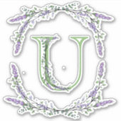 Monogram U Lavendel Eucalyptus Aufkleber (Vorderseite)